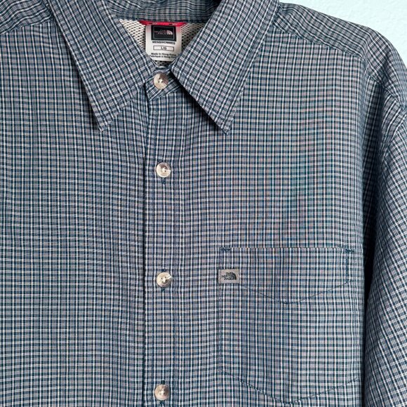 The North Face‎ Shirt Mens L Blue Plaid Long Sleeve Pockets Modal Button-Up Mesh - Picture 2 of 12